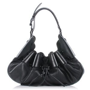 Burberry Black Leather Warrior Hobo Bag